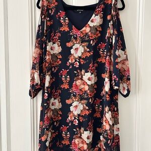 Lulu's Navy and Floral Dress (open arm slit)